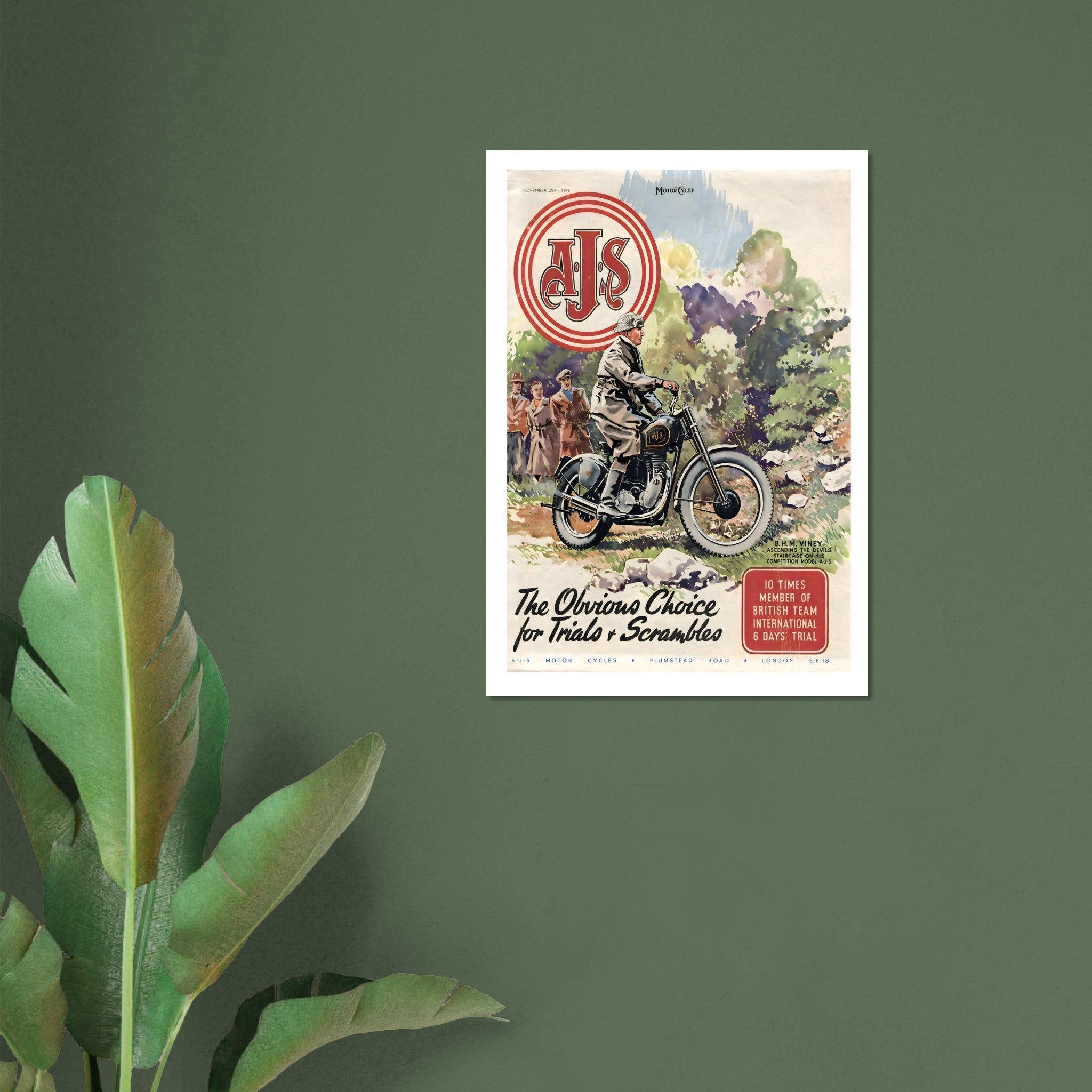 Vintage 1948 AJS Trials Scrambles Poster - Transit Art