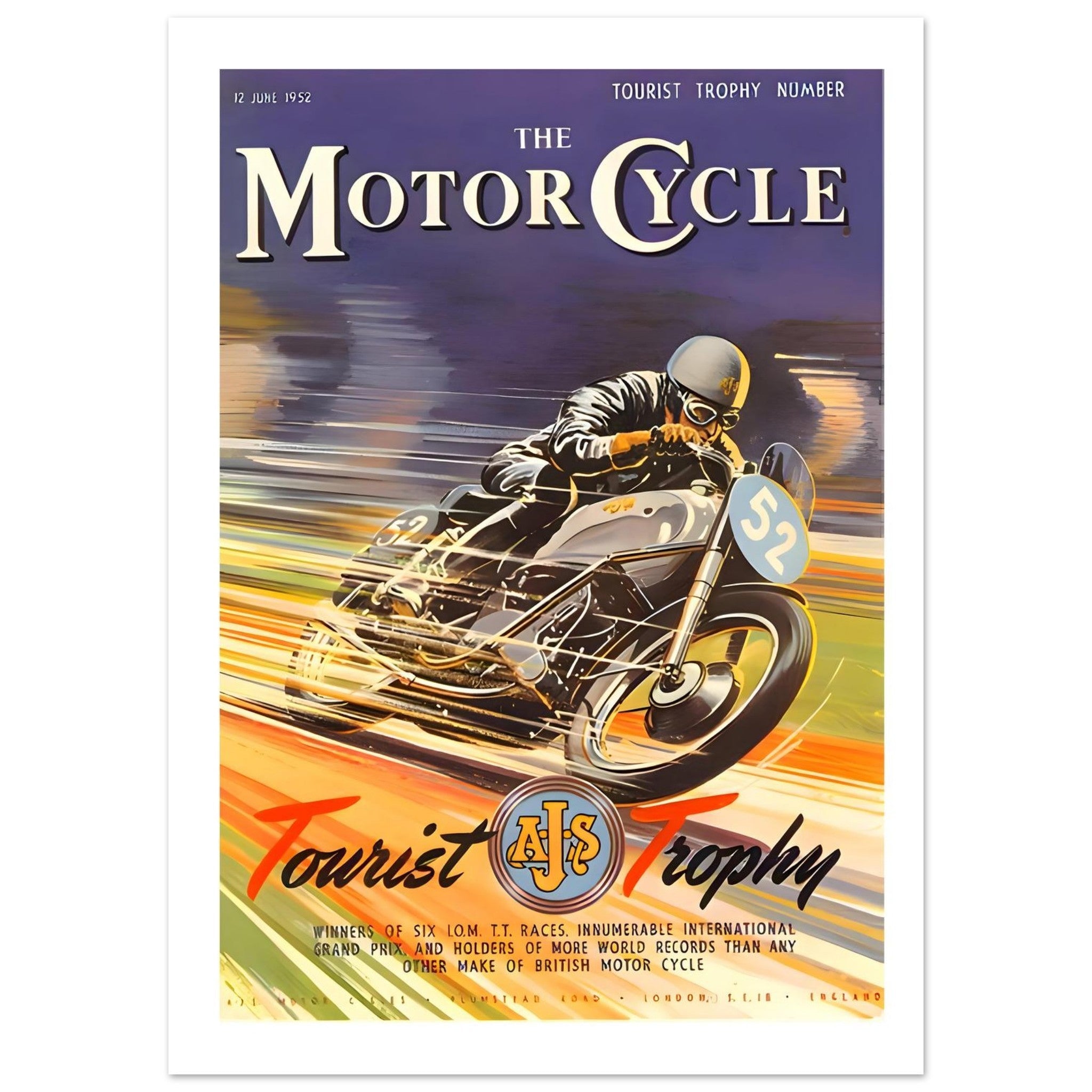 Vintage 1952 AJS Tourist Trophy Poster - Transit Art
