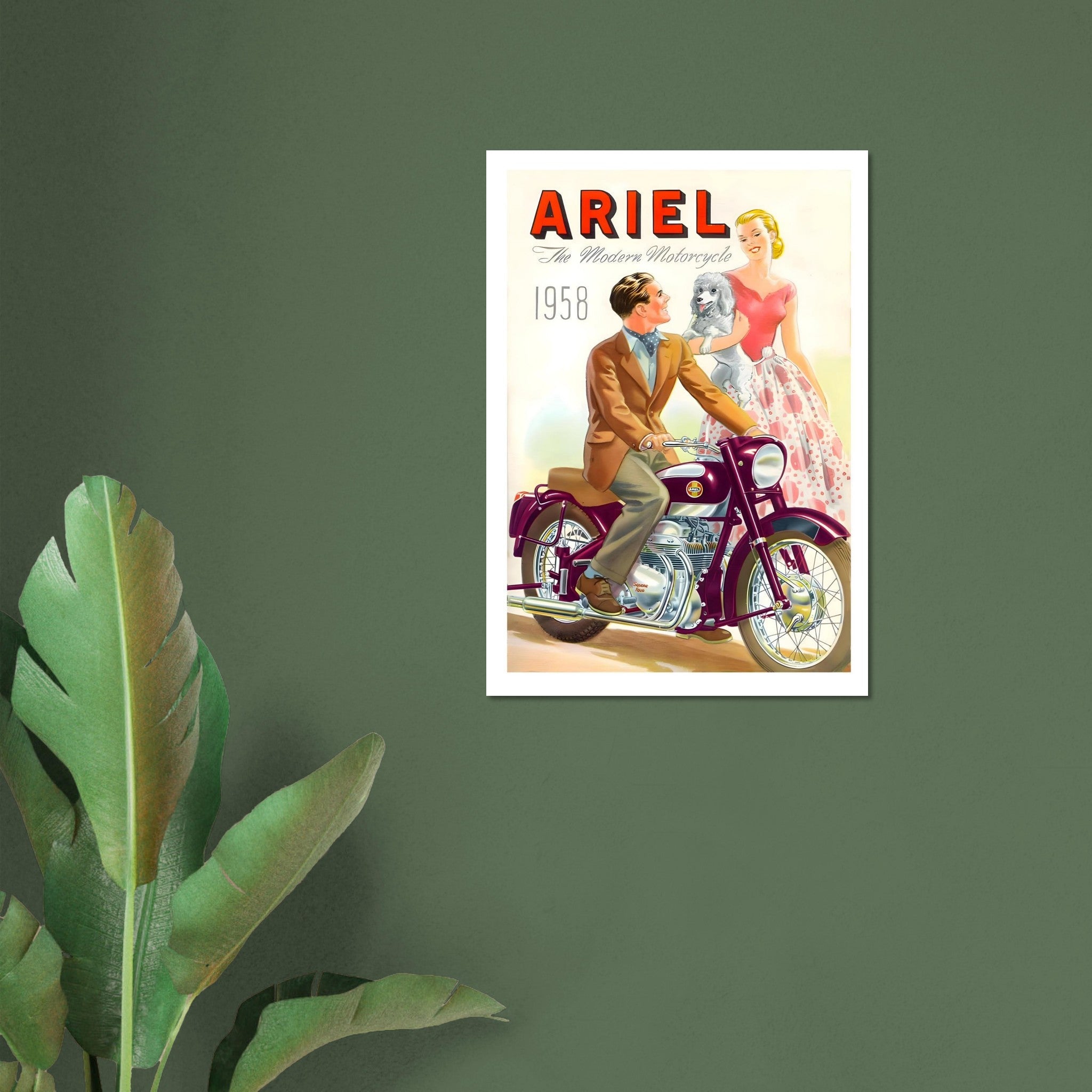 Vintage 1958 Ariel Leader Motorcycle Poster - Transit Art