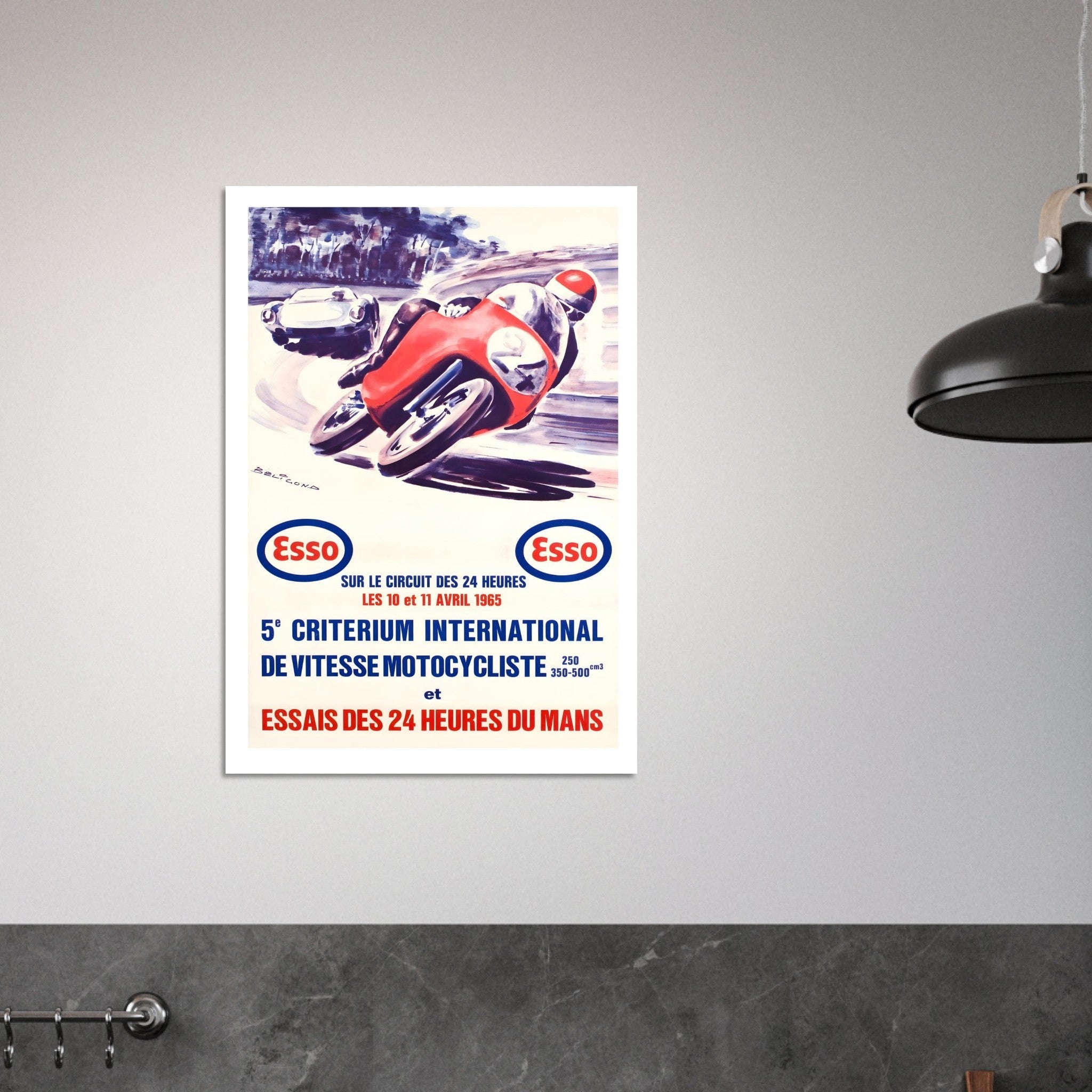 Vintage 1965 Le Mans Motorcycle Poster - Transit Art