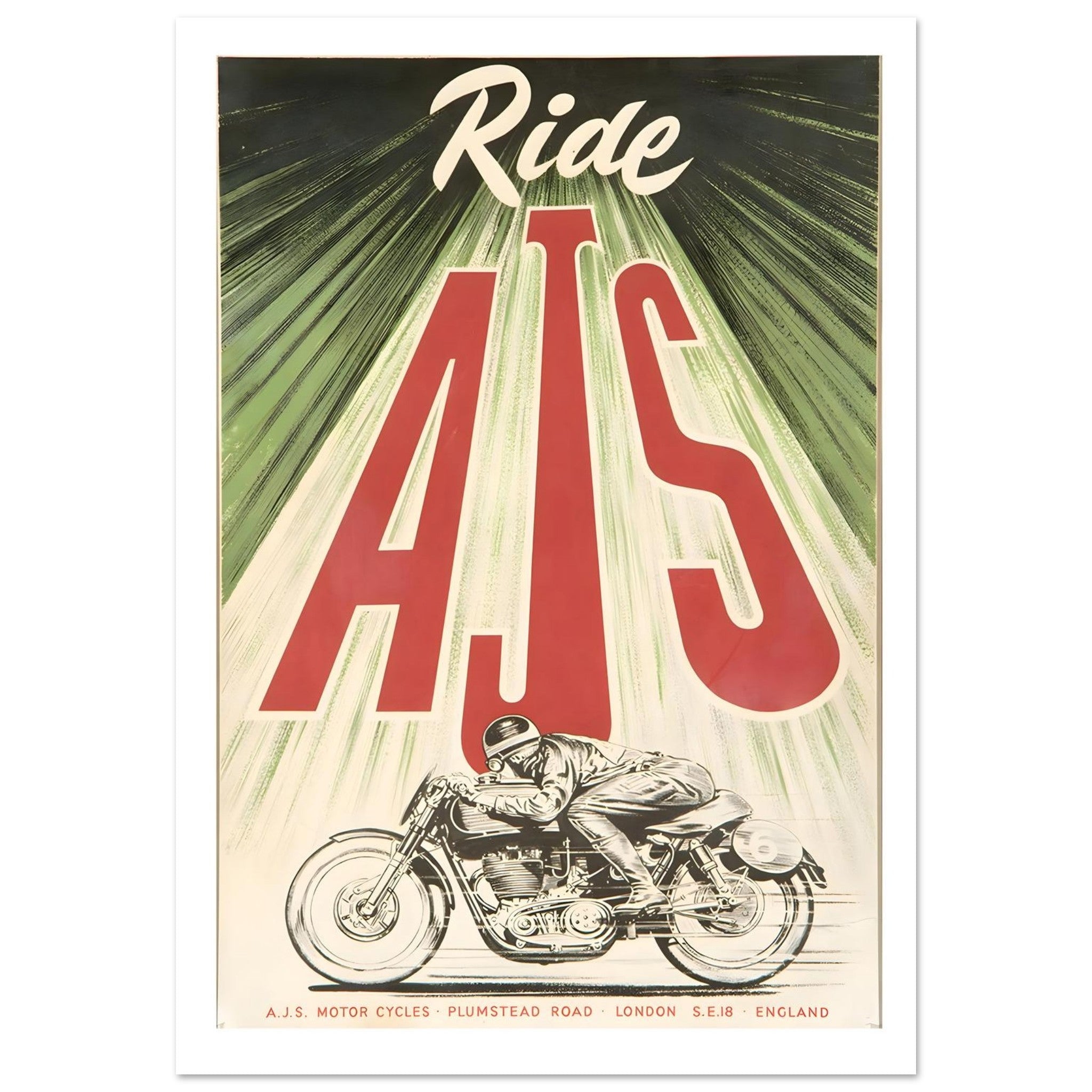 Vintage AJS Motor Cycles Racing Poster - Transit Art