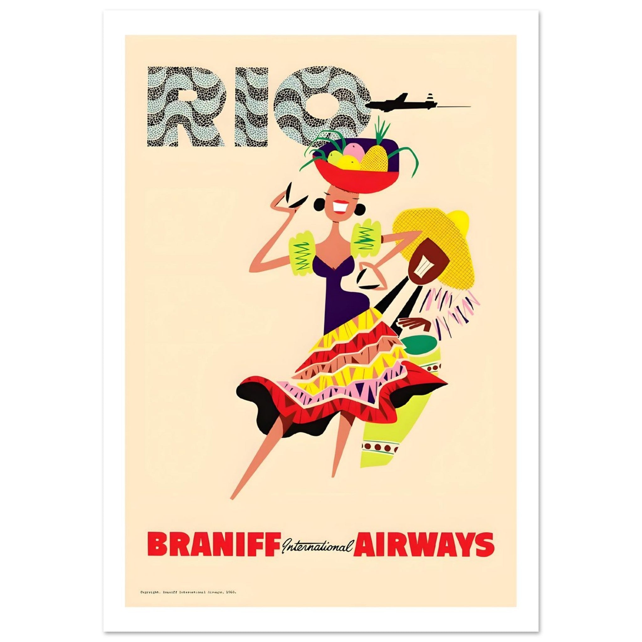 Vintage Braniff Airways Poster: Rio - Transit Art
