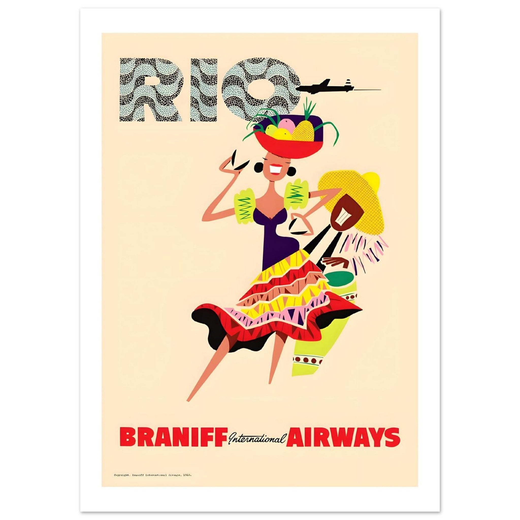 Vintage Braniff Airways Poster: Rio - Transit Art