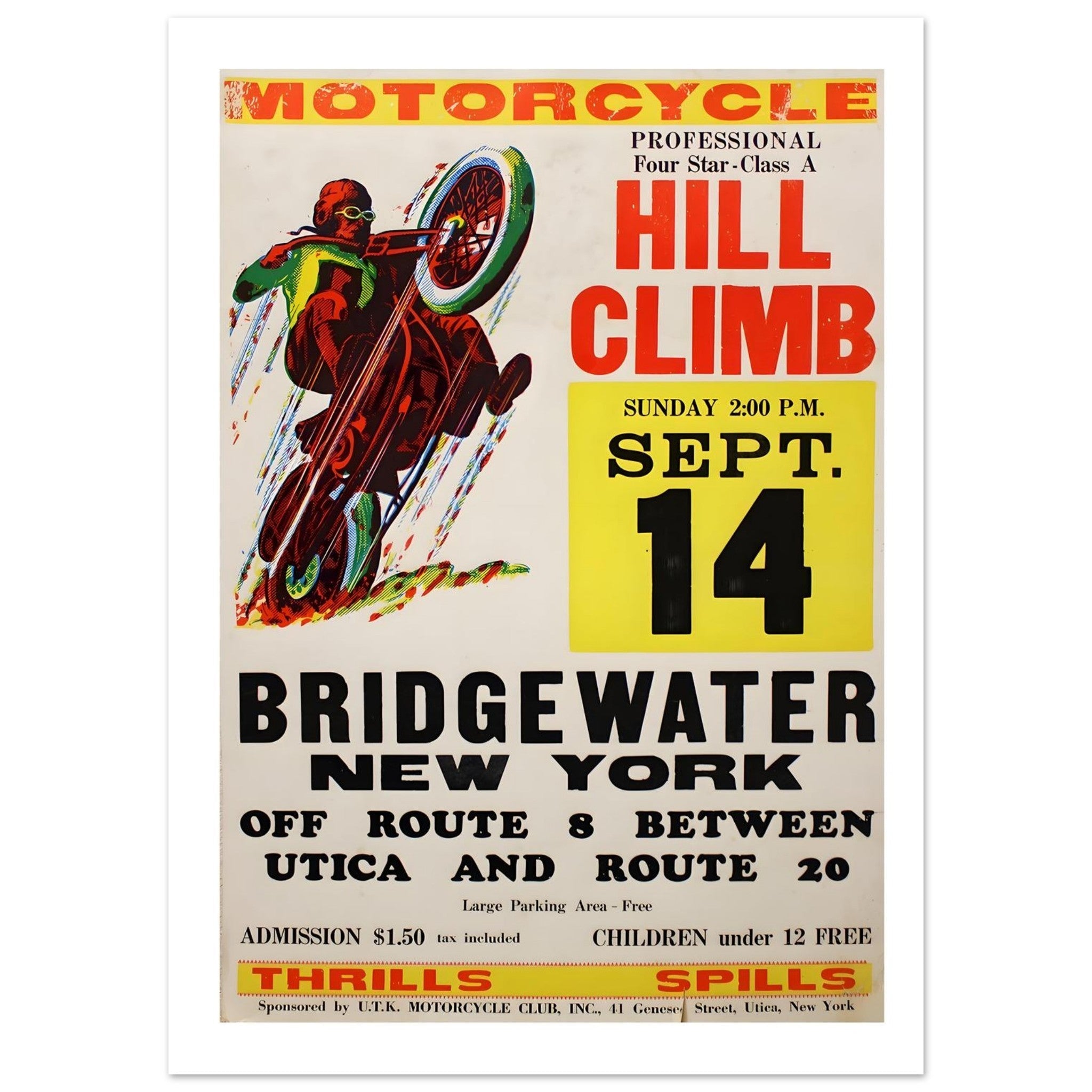 Vintage Bridgewater New York Hill Climb - Transit Art