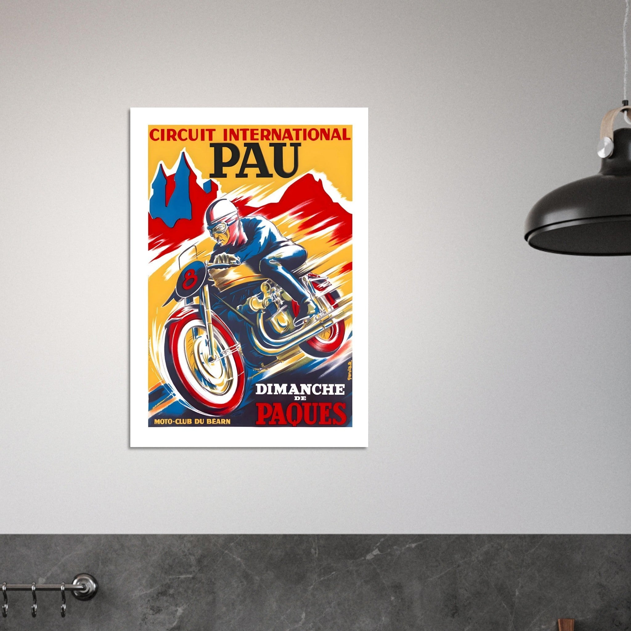Vintage Circuit International Pau French Motorcycle Racing Poster - Transit Art