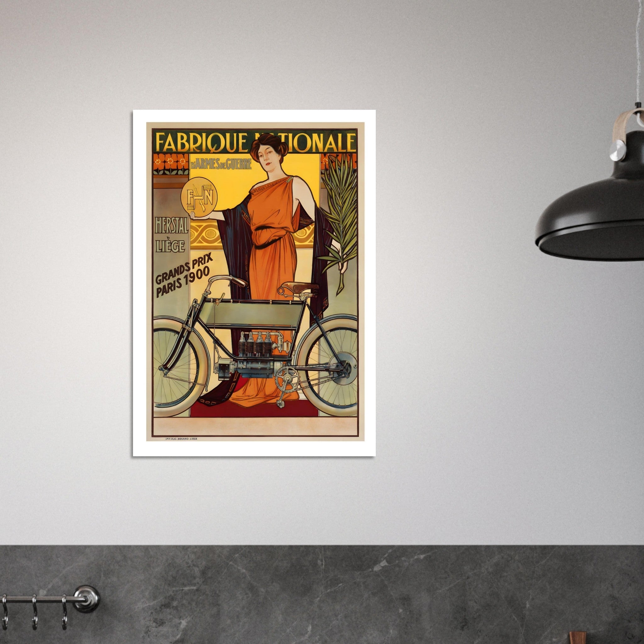 Vintage Fabrique Nationale Art Nouveau Advertising Poster - Transit Art