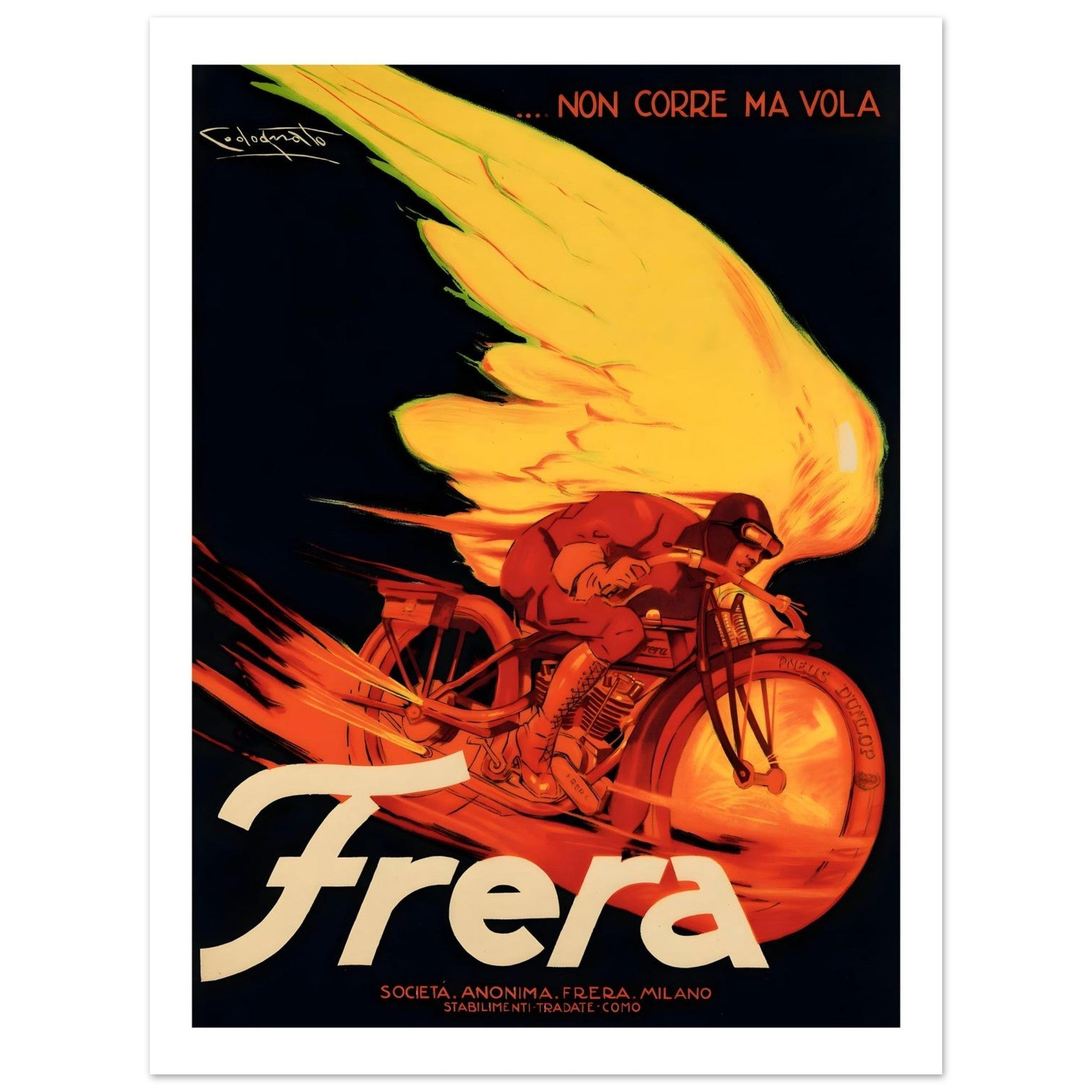 Vintage Frera Italian Motorcycle Speed Poster - Transit Art