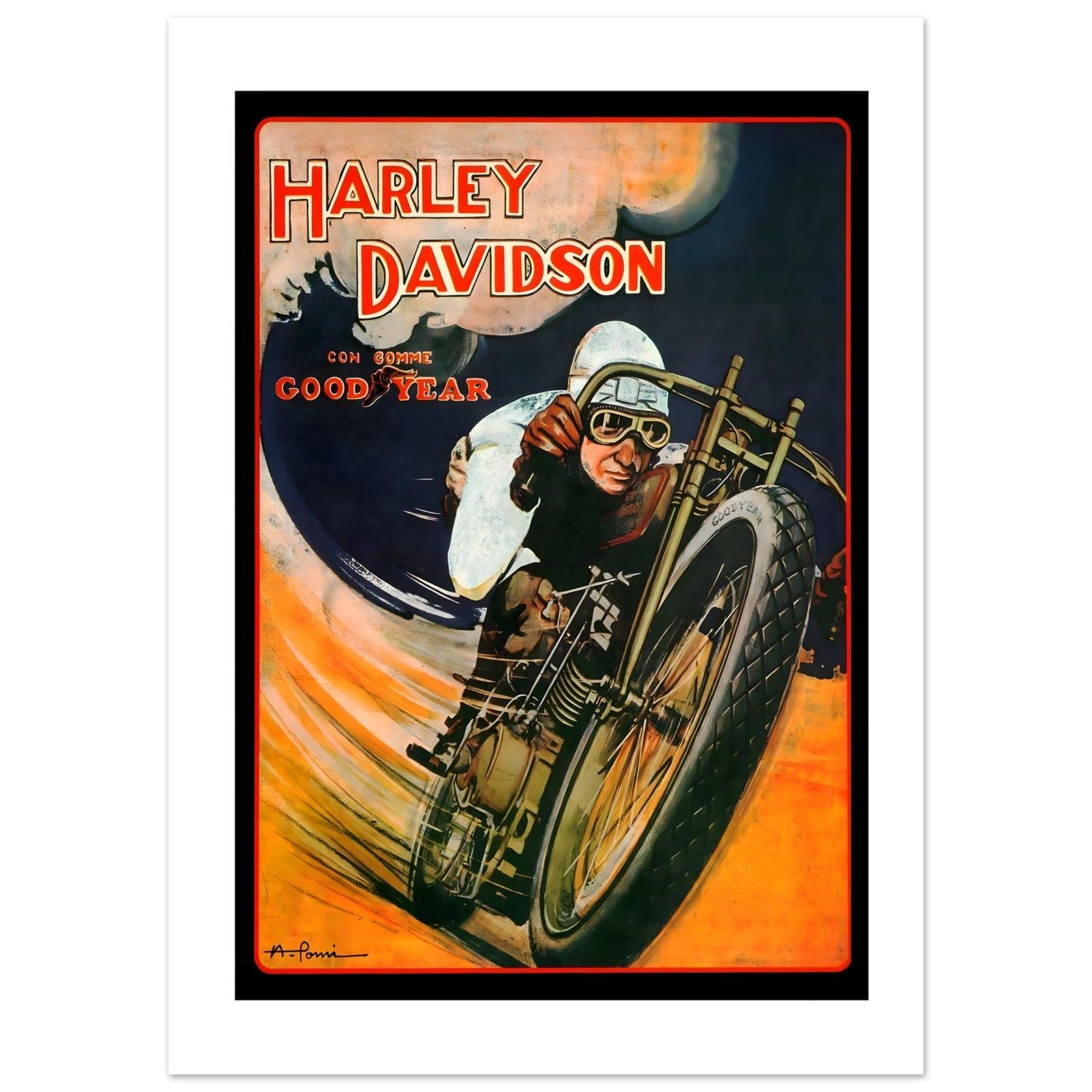 Vintage Harley - Davidson Goodyear Racing Art Poster - Transit Art
