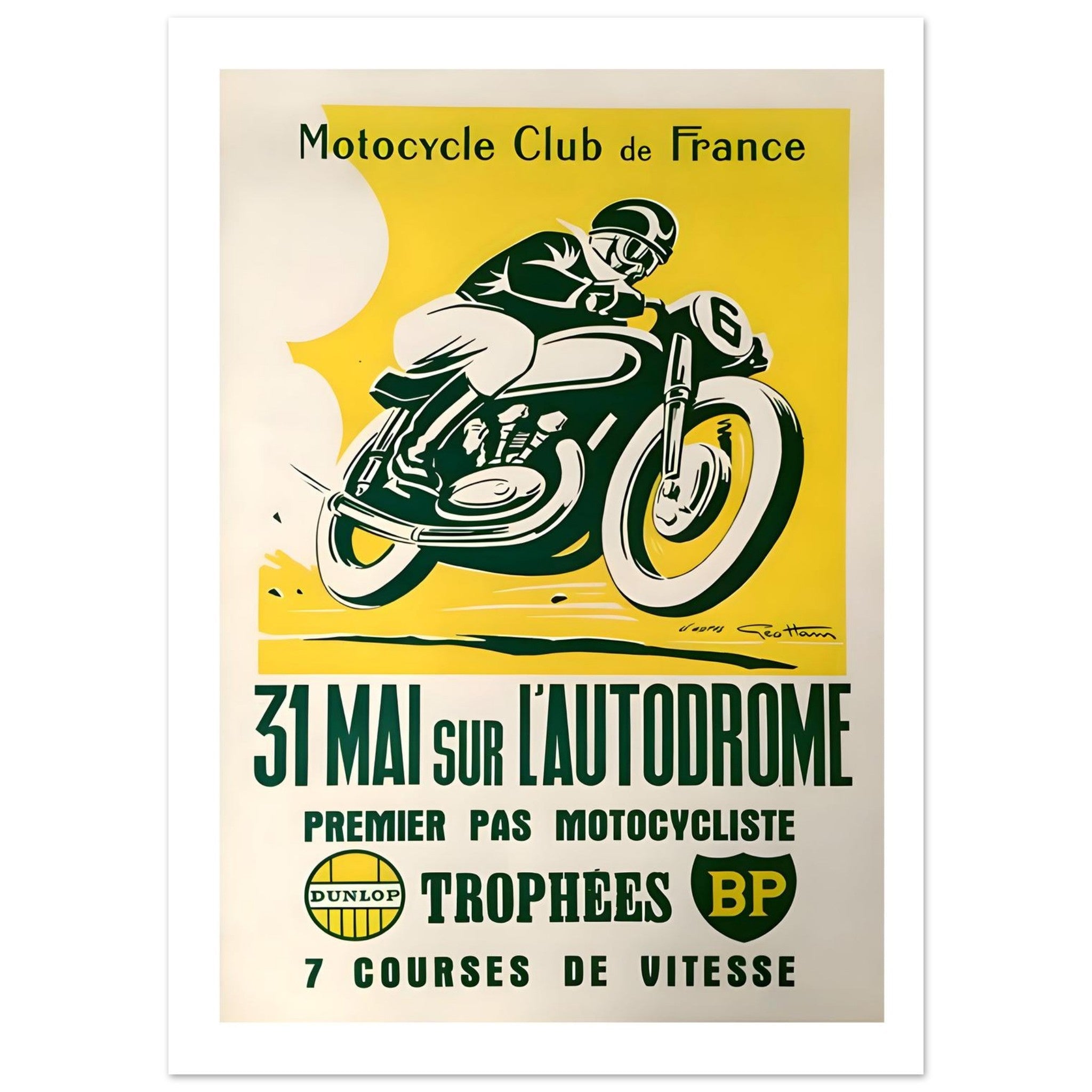 Vintage Motocycle Club de France Speed Racing Poster - Transit Art