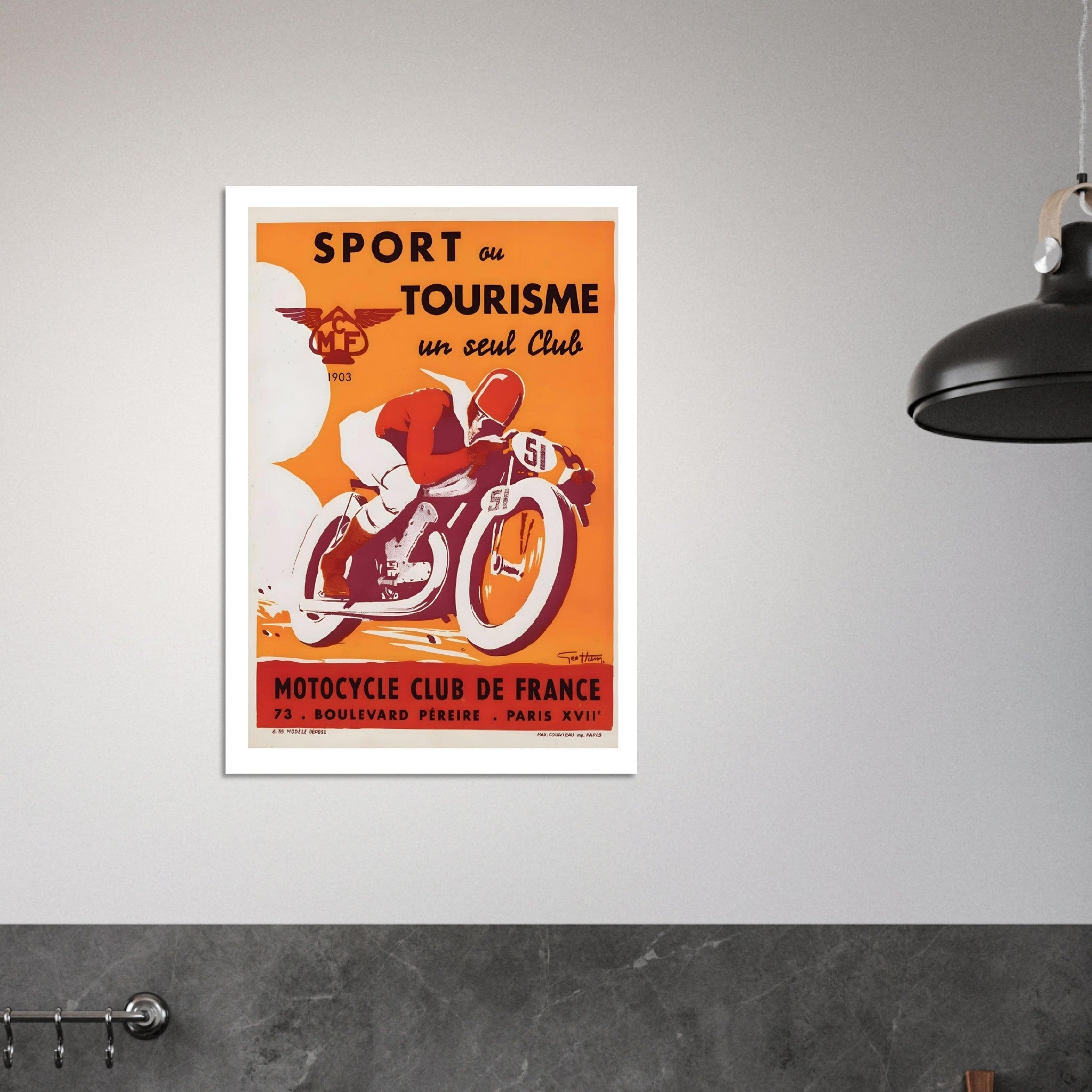 Vintage Motocycle Club de France Sport Tourism Poster - Transit Art
