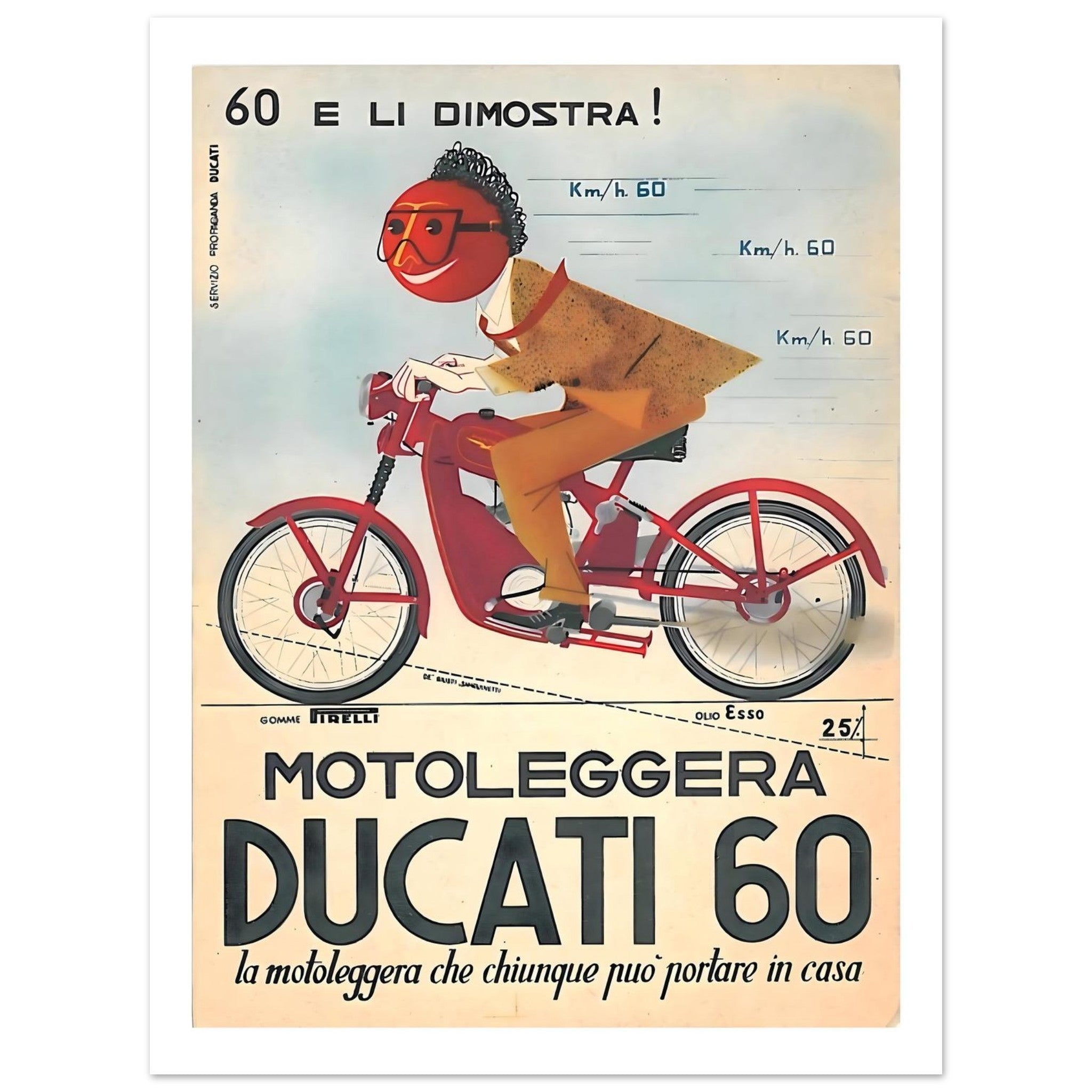 Vintage Motoleggera Ducati 60 Playful Italian Advertising Poster - Transit Art