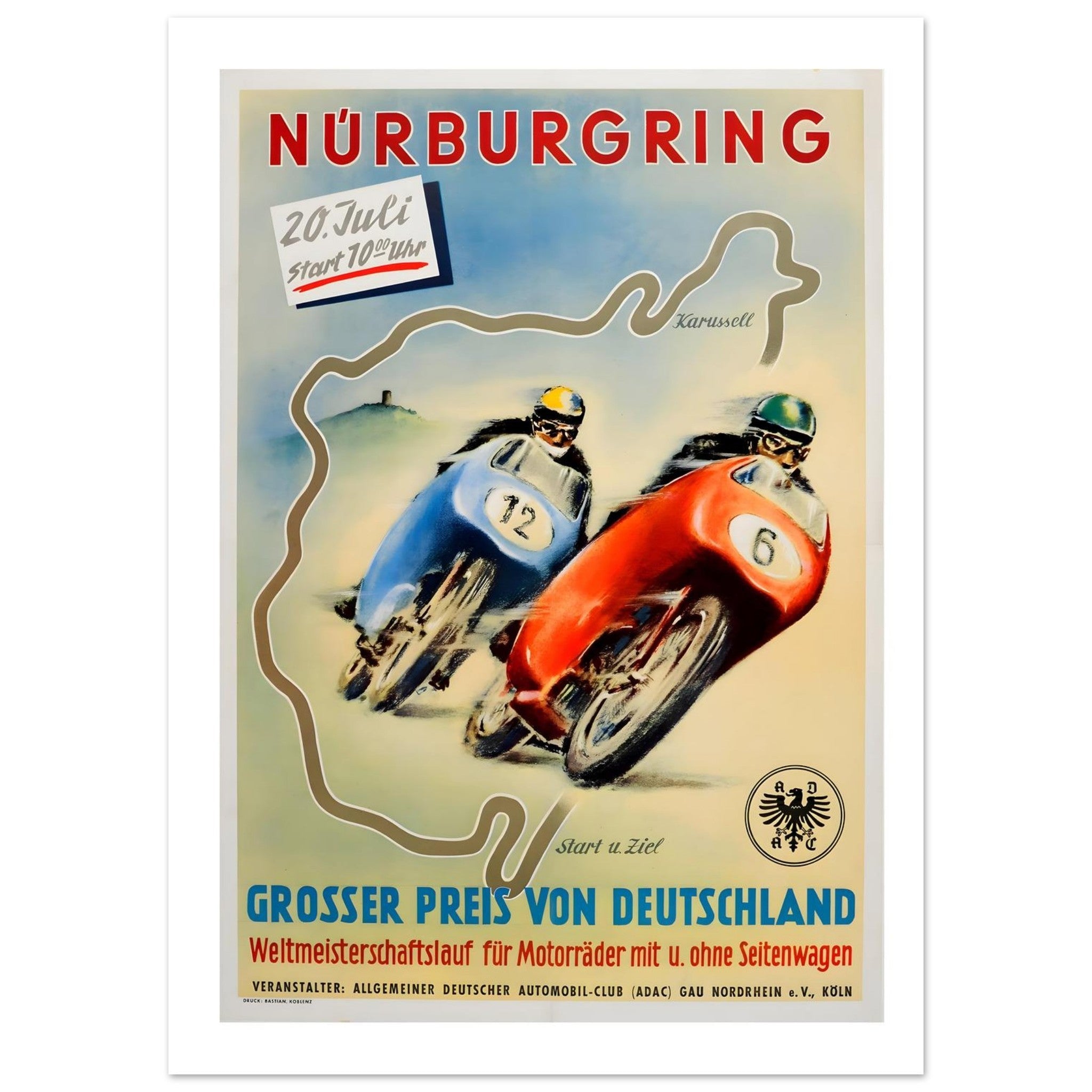 Vintage Nürburgring Grosser Preis von Deutschland Racing Poster - Transit Art