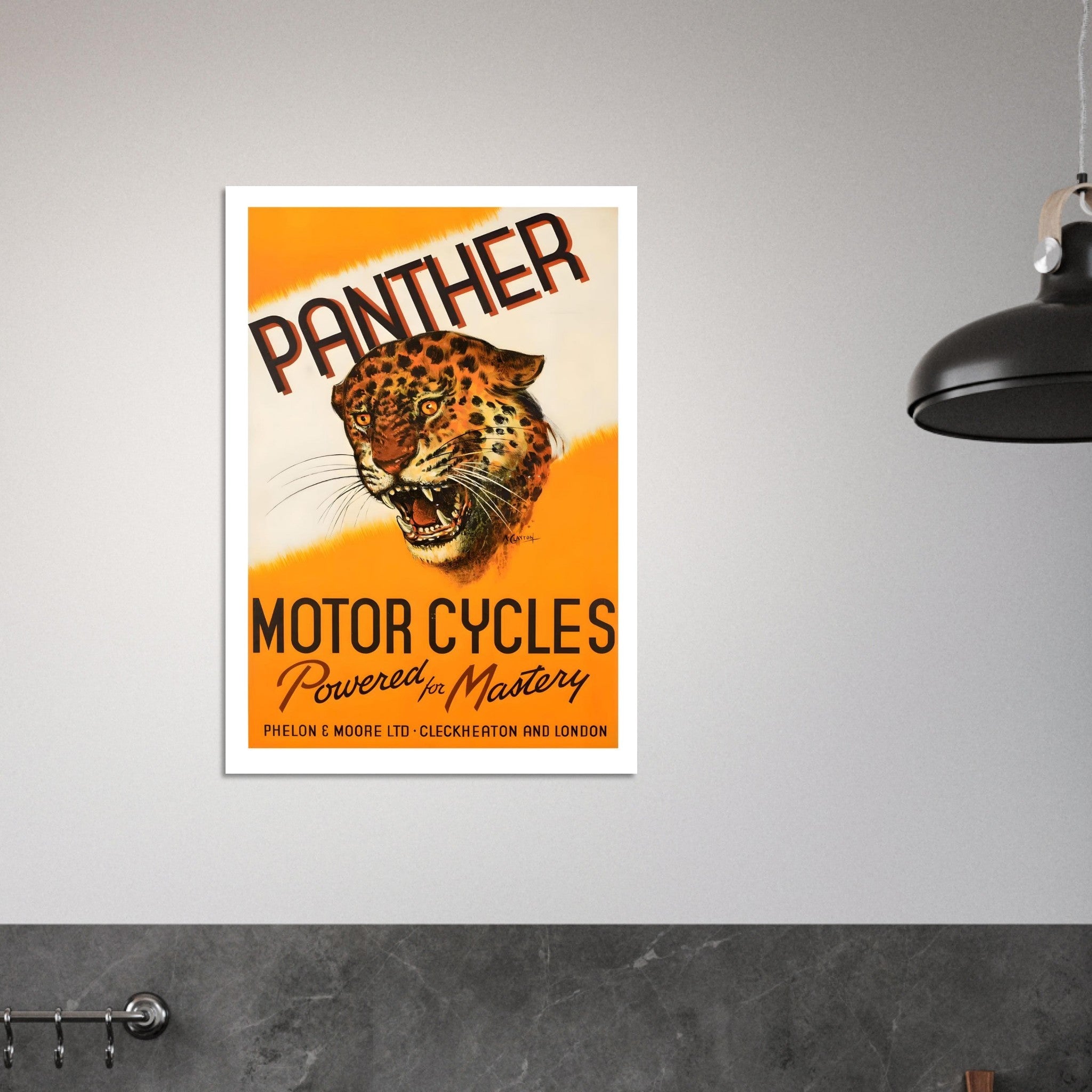Vintage Panther Motor Cycles Powered for Mastery Poster - Transit Art