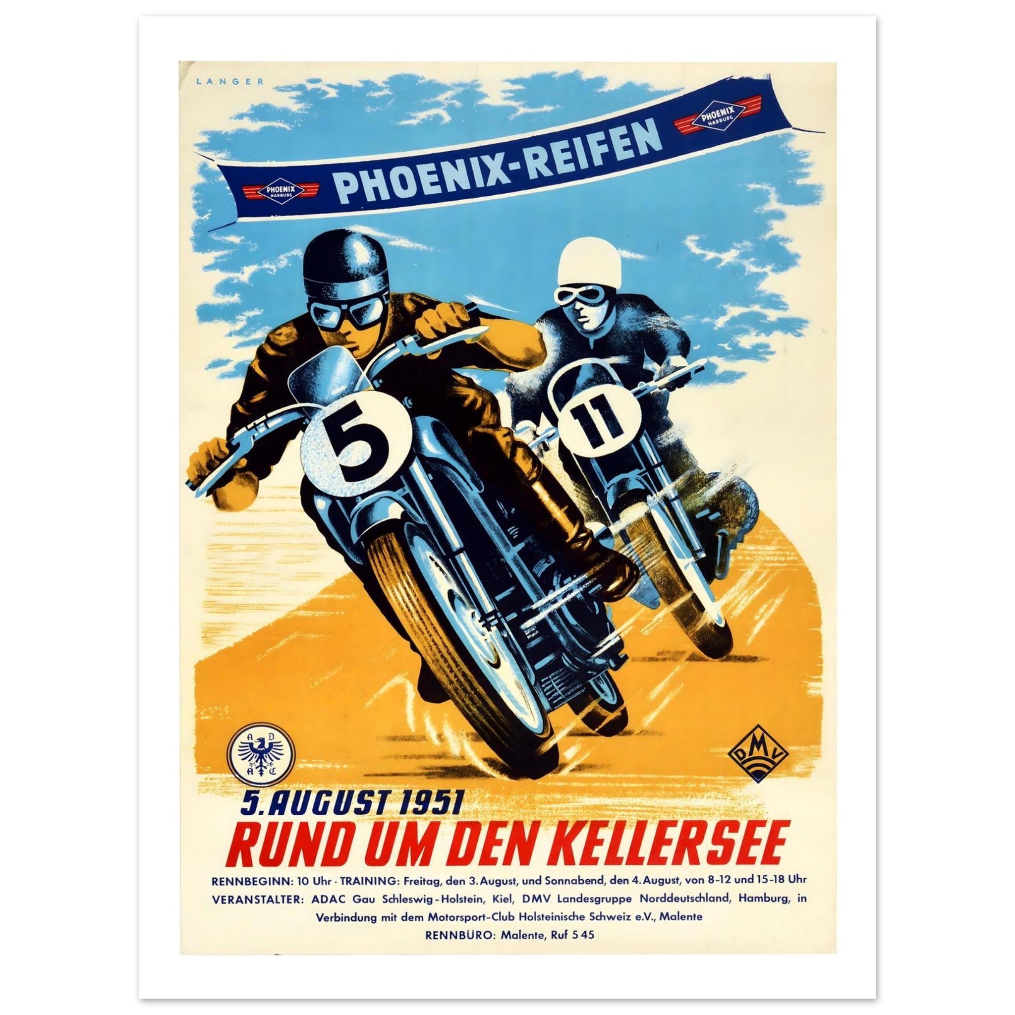 Vintage Phoenix Reifen Motorcycle Racing Poster - Transit Art
