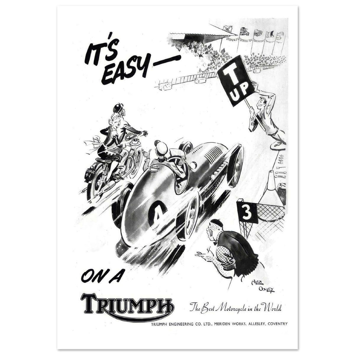 Vintage Triumph Engineering Racing Cartoon Promotional