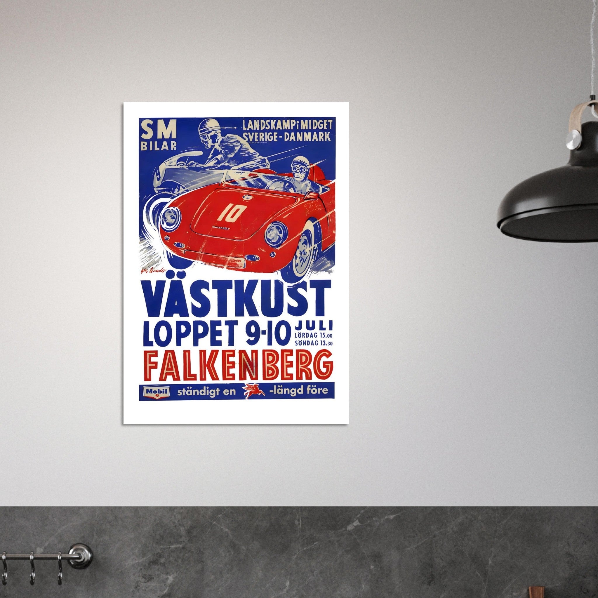 Vintage Västkustloppet Falkenberg Swedish Racing Poster - Transit Art