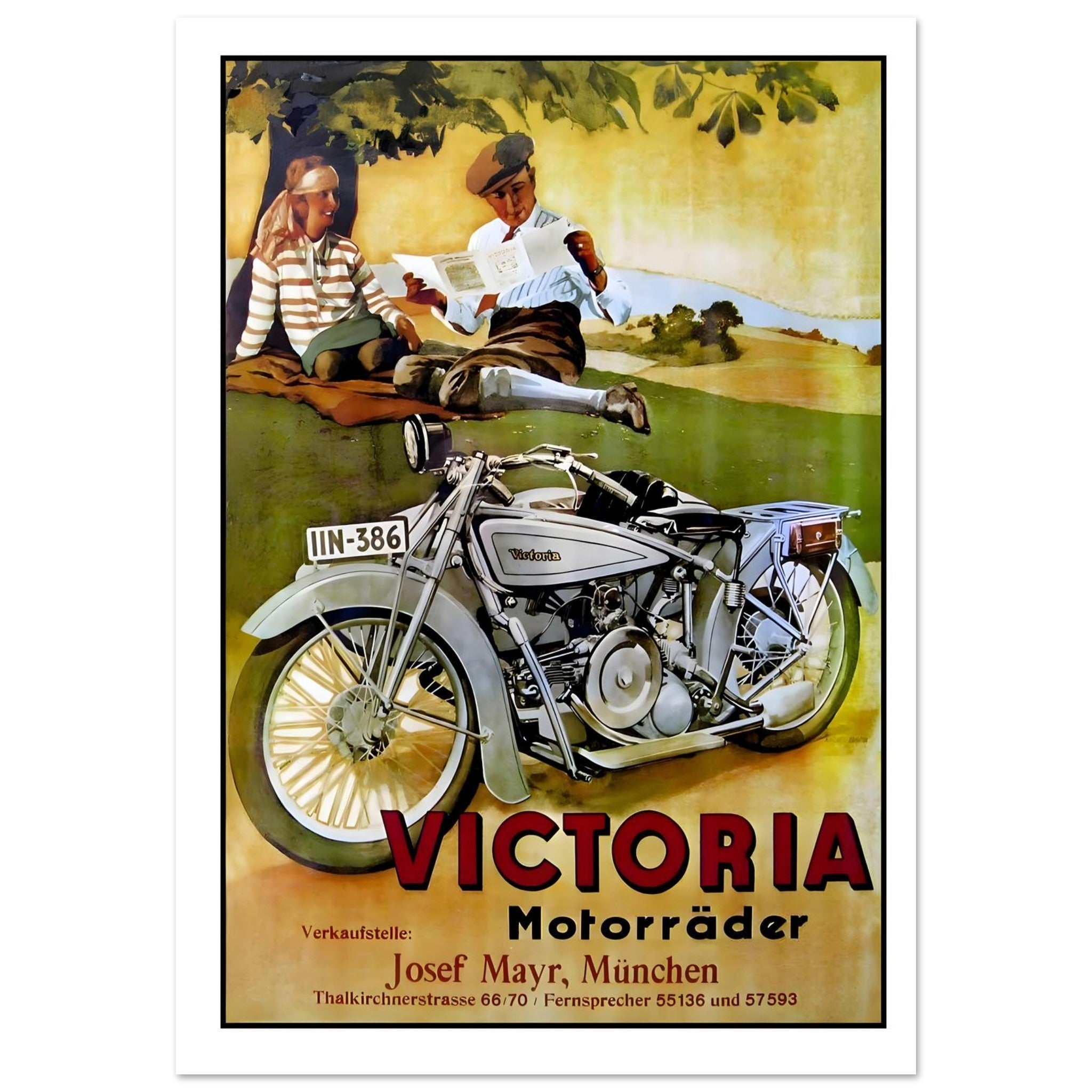 Vintage Victoria Motorcycle Advertisement Poster - Transit Art