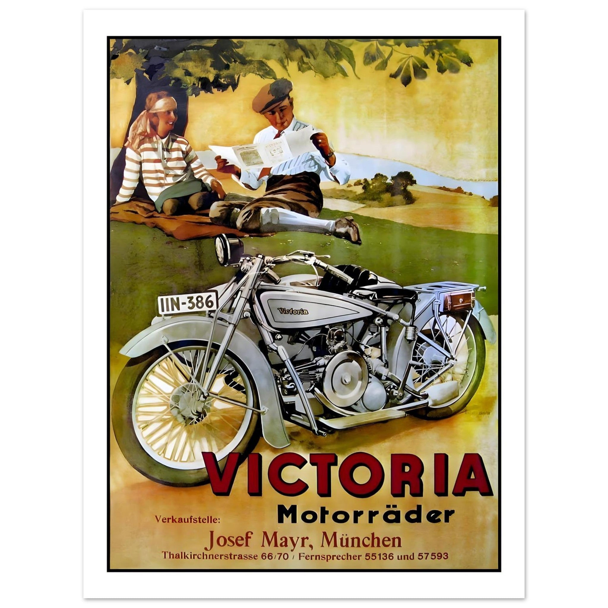 Vintage Victoria Motorcycle Advertisement Poster - Transit Art