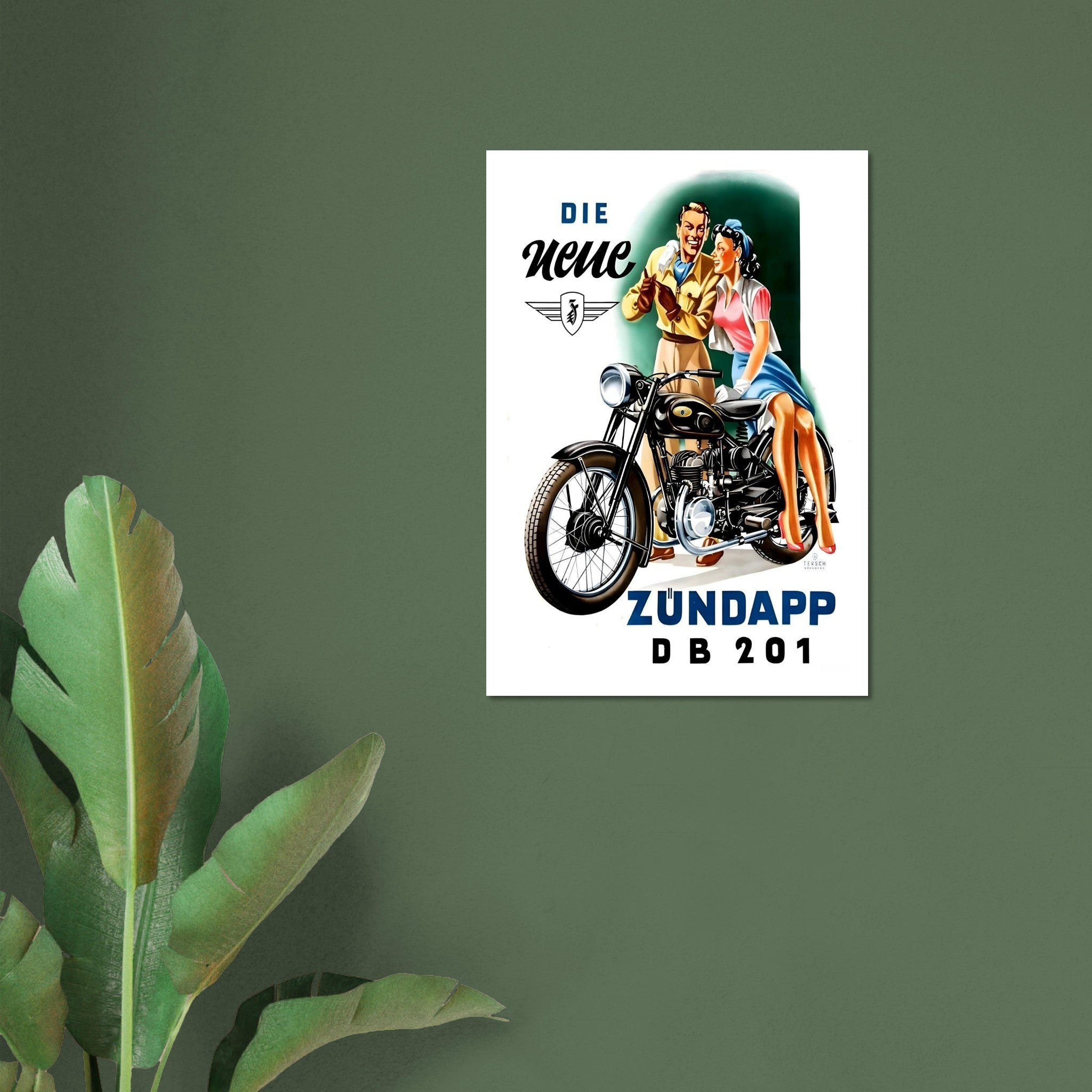 Vintage Zündapp DB 201 Motorcycle Advertisement Poster - Transit Art