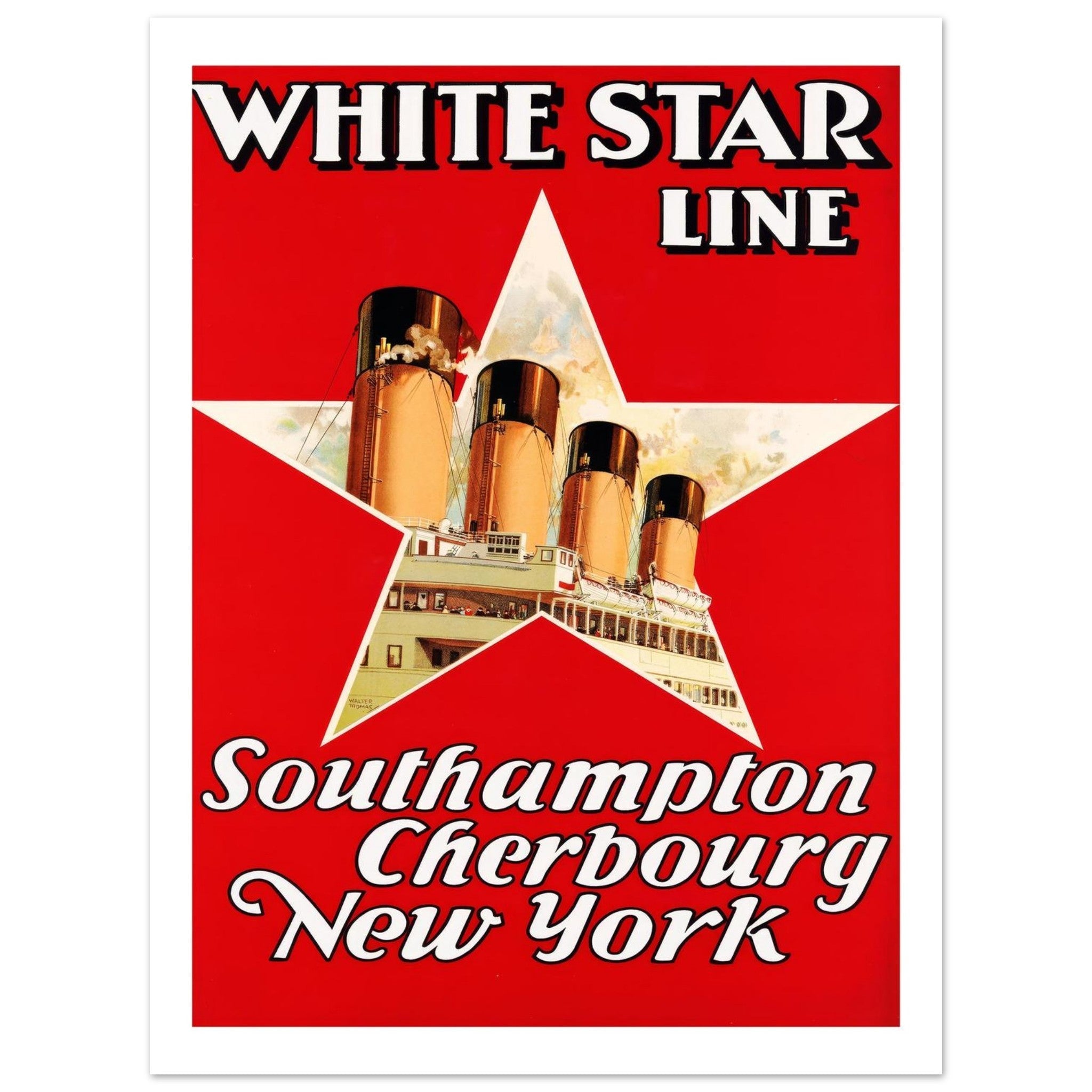 White Star Line Vintage Poster - Transit Art