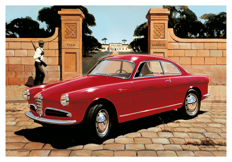 Alfa Romeo 1900 parked outside a mansion in Sicily, Italy
