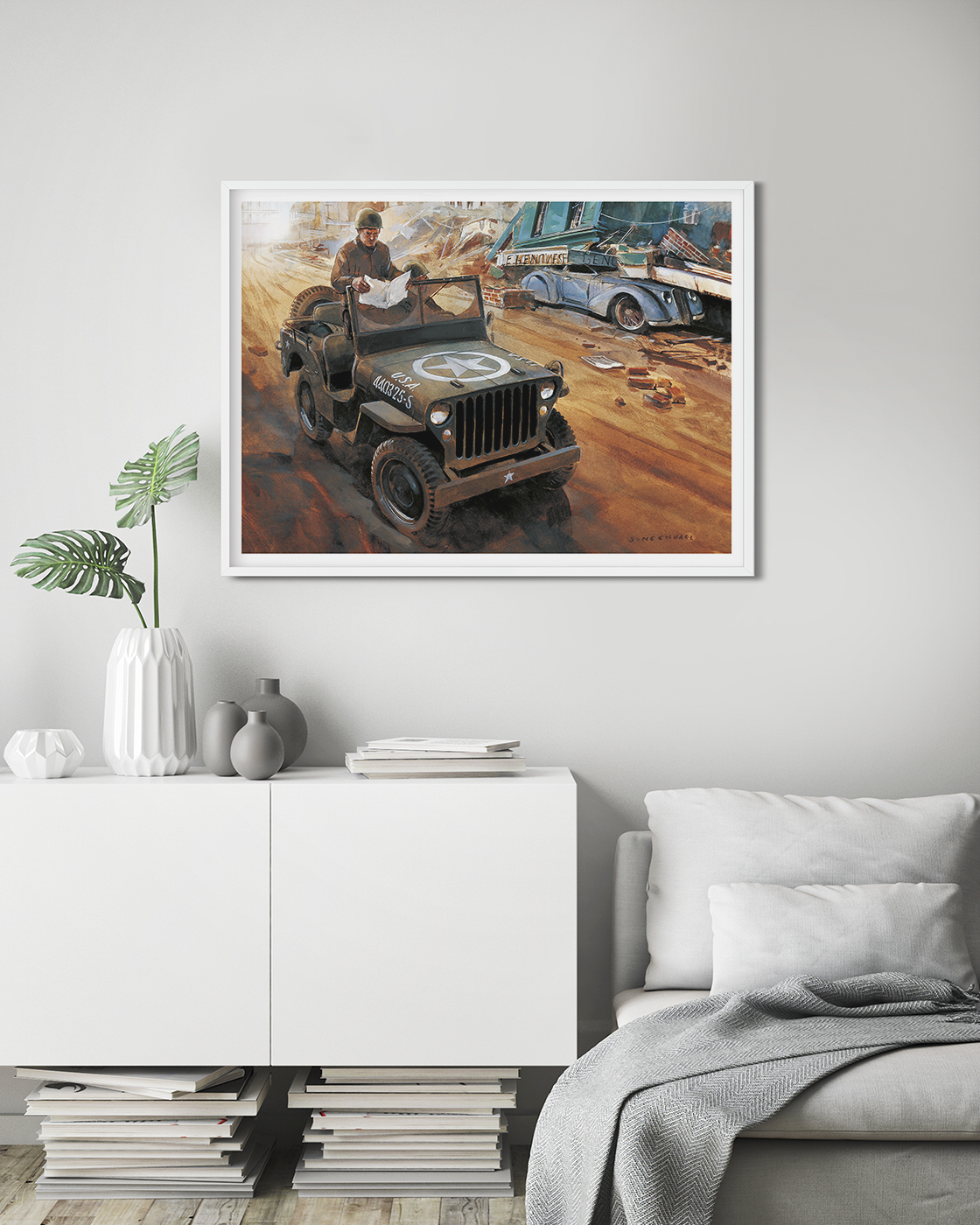 General George S. Patton in the legendary Willy's Jeep in Italy