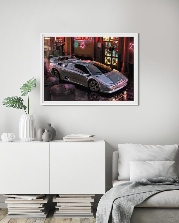 A Lamborghini in Hong Kong. Illustration with incredible techniques
