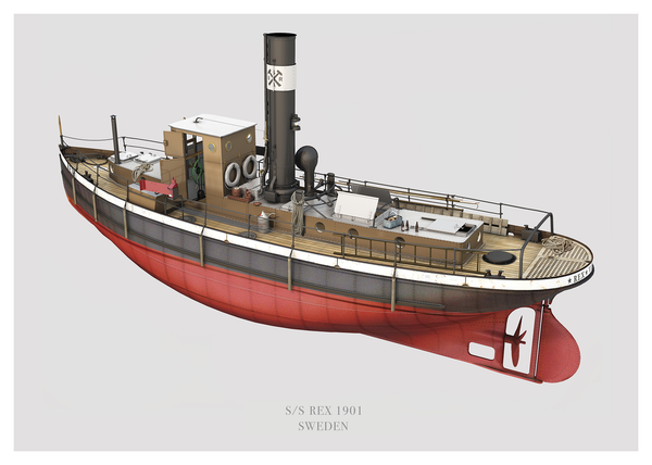 A Swedish vessel from 1901, still in operation. Illustration with incredible techniques and details. 