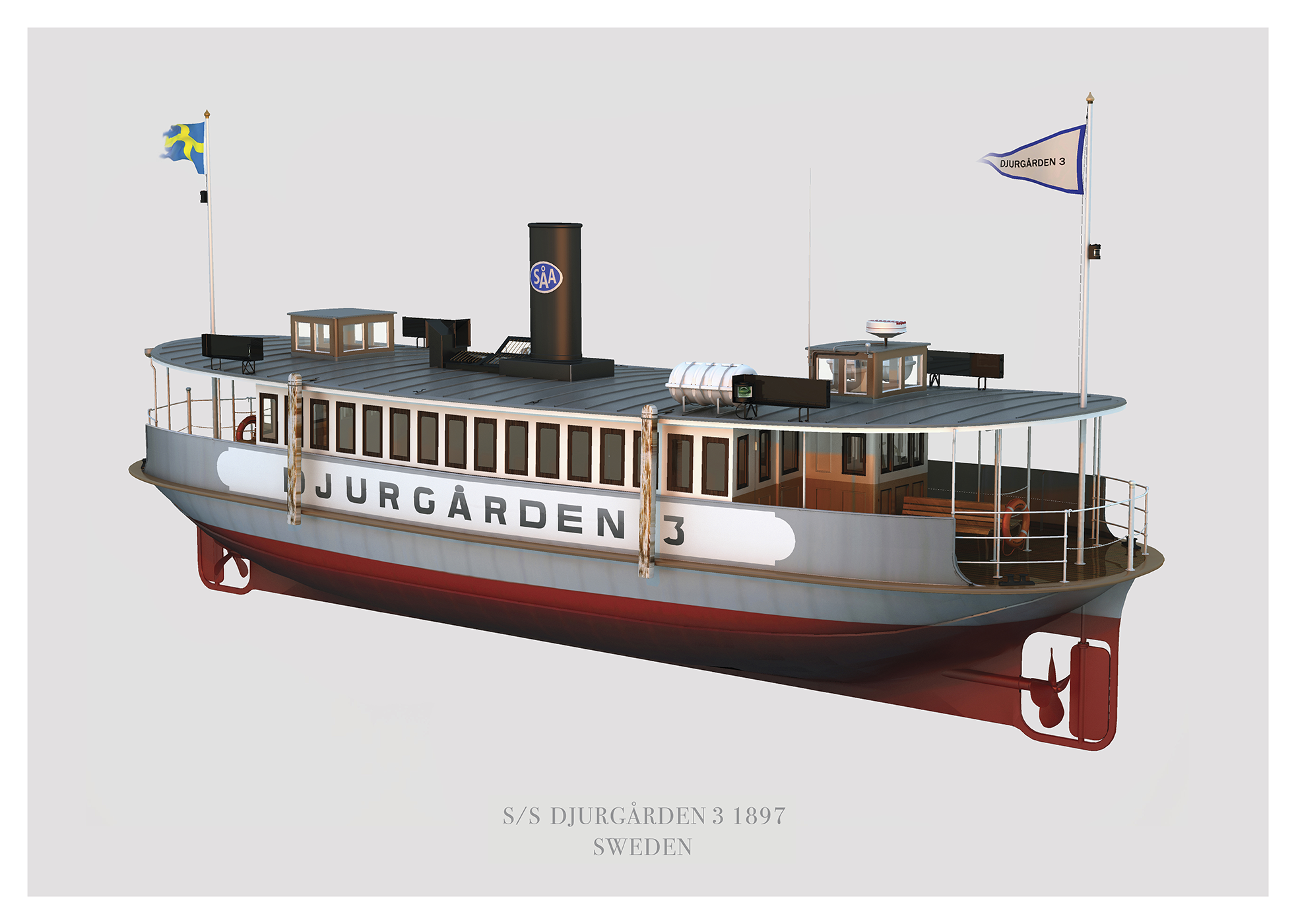 S/S Djurgården 3. A Swedish vessel from 1897, still in service in the Swedish archipelago. 