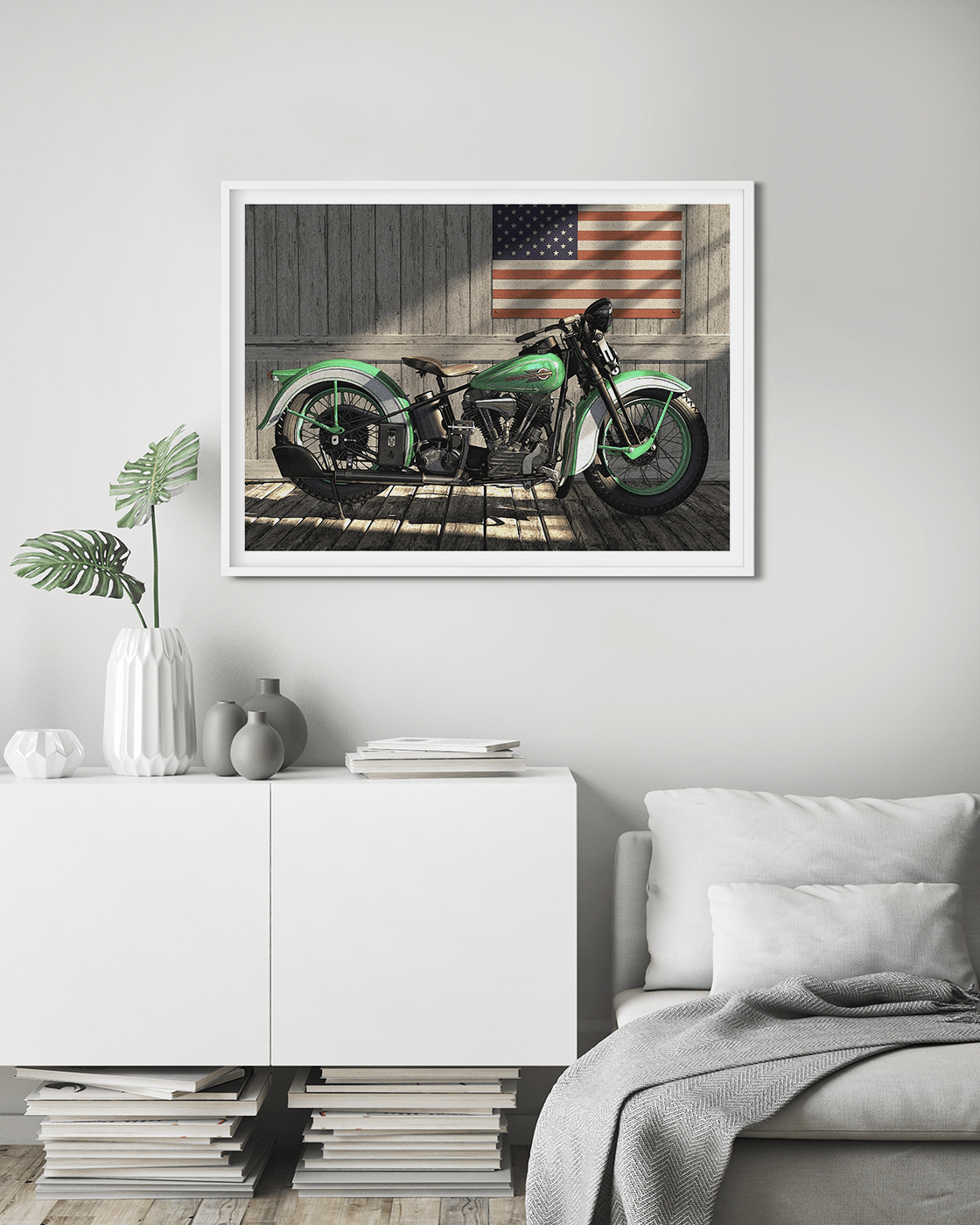 Harley under flag - Transit Art