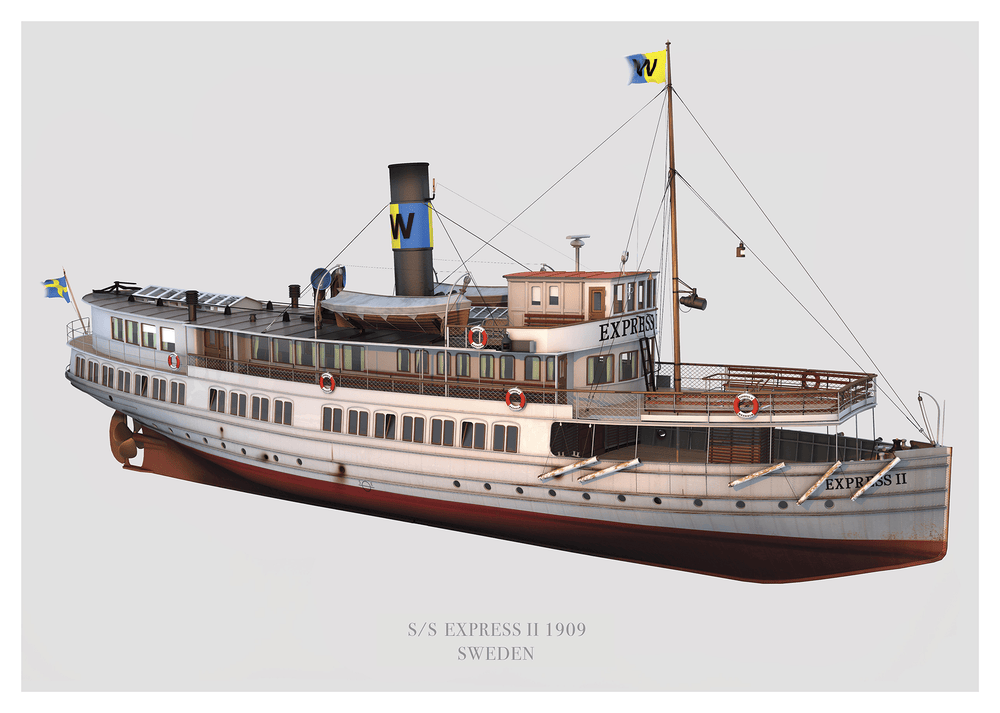 Ss Express S/S Express ll - Historic Swedish Coastal Vessel Print